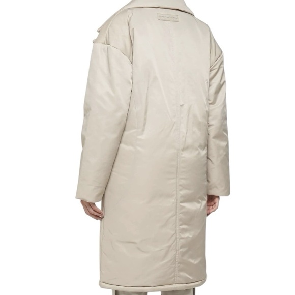 Maniere De Voir Women's Long Jacket Puffer 4 S M 6 8 Taupe Tan Cream Zipper Warm - Picture 2 of 11